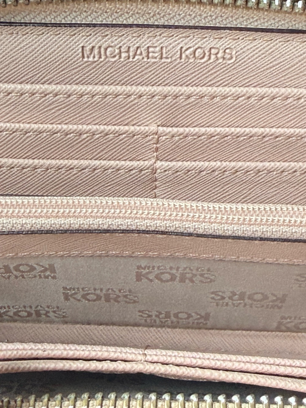Michael Kors Pink Saffiano Leather Micro Stud Zip Around Continental Wallet - Picture 7 of 7